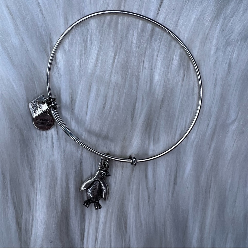 Alex and Ani Rafaelian Silver Penguin Charm Bangle Bracelet